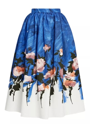 ERDEM floral gathered midi skirt - Blue