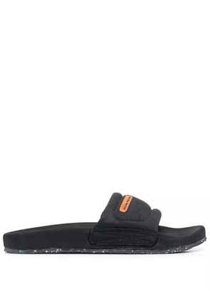Heron Preston logo-patch slip-on slides - Black