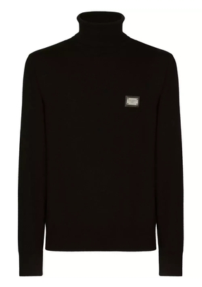 Dolce & Gabbana logo-tag roll-neck wool jumper - Black