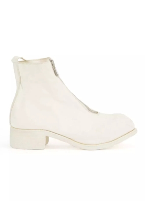 Guidi front-zip ankle boots - White