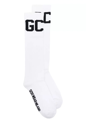 GCDS intarsia-knit mid-calf socks - White