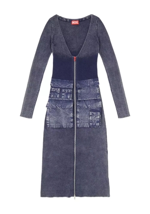 Diesel ribbed zip-front pocketed day dress - Blue