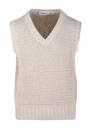 Lardini V-neck open-knit sweater - Neutrals