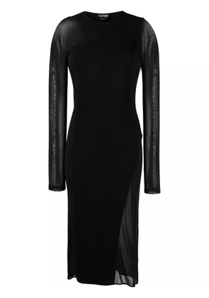 TOM FORD semi-sheer panelled midi dress - Black