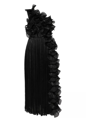 Ana Radu one-shoulder plissé gown - Black