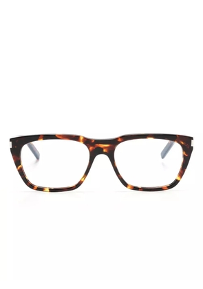 Saint Laurent Eyewear tortoiseshell-effect square-frame glasses - Brown