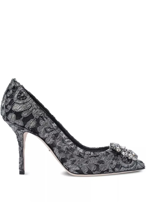 Dolce & Gabbana Rainbow Lace 90mm brooch-detail pumps - Black