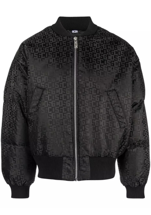 GCDS monogram-pattern zip-up bomber jacket - Black