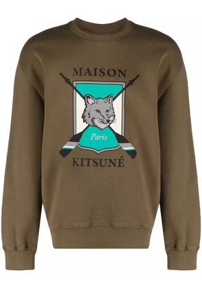 Maison Kitsuné logo-print cotton sweatshirt - Green