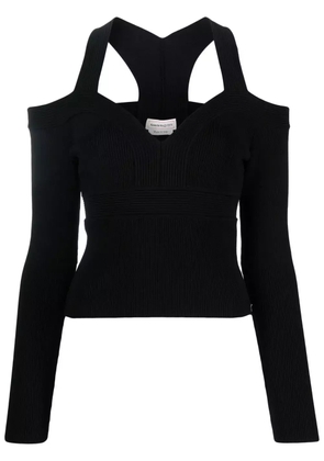 Alexander McQueen exposed shoulder knit top - Black
