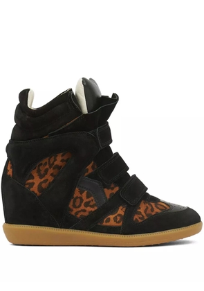 ISABEL MARANT 50mm Bekett leopard-print wedge sneakers - Brown