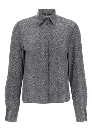 Ermanno Scervino rhinestone-embellishment herringbone shirt - Grey