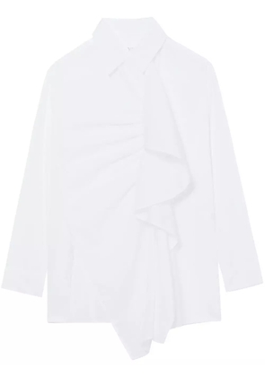 Y's ruffle-detailing cotton shirt - White