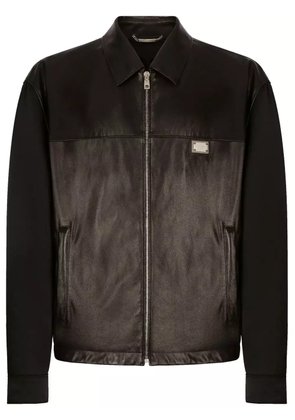 Dolce & Gabbana logo-plaque leather jacket - Black