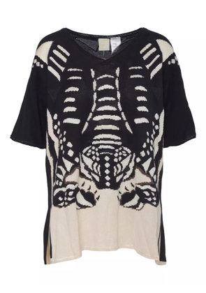 Krizia Pre-Owned patterned intarsia-knit T-shirt - Black