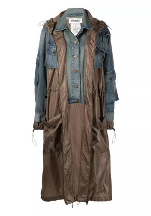 Monse layered-look panelled midi coat - Blue