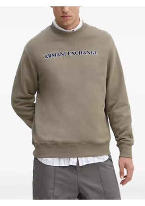 Armani Exchange logo-embroidered crew-neck sweatshirt - Neutrals