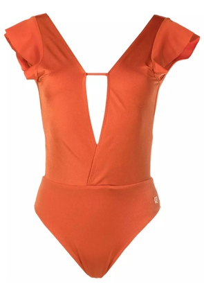 Brigitte short-sleeved open-back swimsuit - Orange