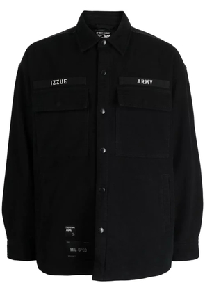 izzue slogan-print denim jacket - Black