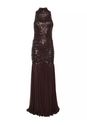 Atu Body Couture sequinned high-neck dress - Brown