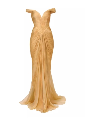 Iris Serban off-shoulder pleated dress - Yellow