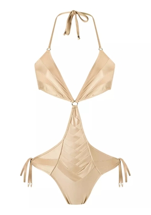 Amir Slama panelled swimsuit - Neutrals