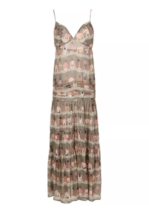 Amir Slama graphic-print silk maxi dress - Green