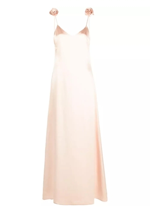Magda Butrym floral-appliqué silk maxi dress - Neutrals