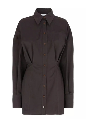 The Attico long-sleeve shirt mini dress - Brown