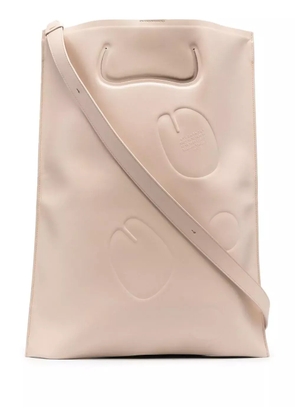 Maison Margiela Tabi flat leather tote bag - Neutrals