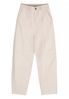 Eleventy tapered leather trousers - White