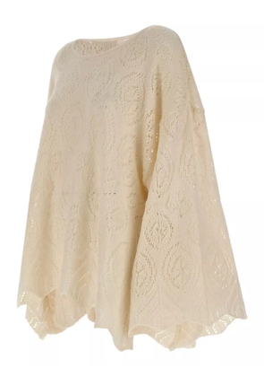 MAURIZIO MYKONOS wide-sleeve open-knit sweater - White