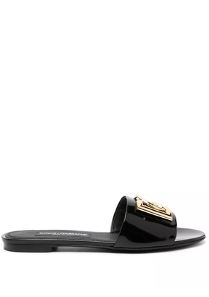 Dolce & Gabbana DG-logo leather slides - Black