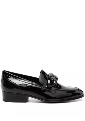 Casadei buckle-embellished patent leather loafers - Black