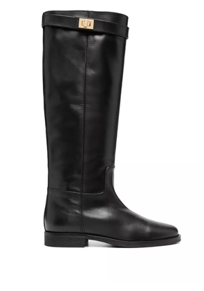 Via Roma 15 buckle-detail leather knee-high boots - Black