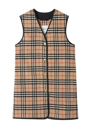 Burberry checked wool blend gilet - Neutrals