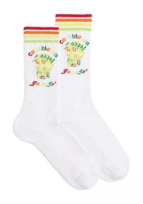 Casablanca rainbow-stripe socks - White