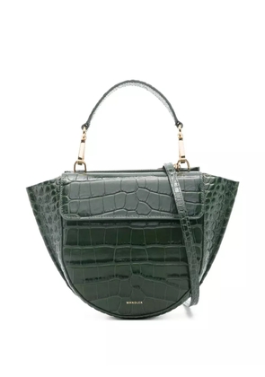 Wandler mini Hortensia crocodile-embossed half-moon tote bag - Green