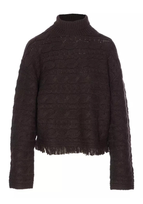 Guest In Residence cable-knit frayed sweater - Brown