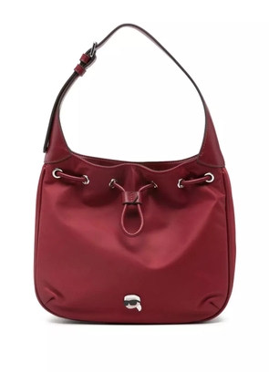 Karl Lagerfeld drawstring logo-patch shoulder bag - Red
