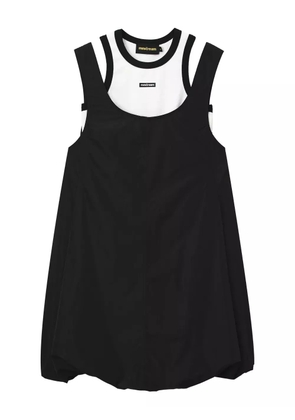 Mini Cream layered balloon mini dress - Black