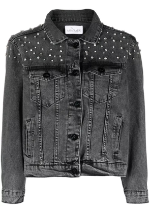 Ana Radu crystal-embellished denim jacket - Grey