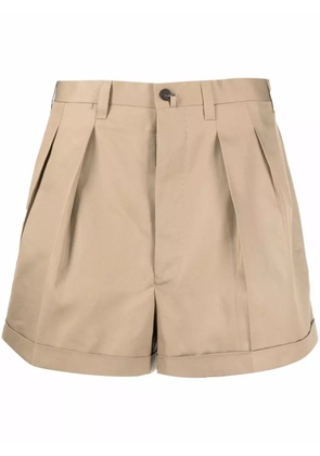 Giuliva Heritage pleat-detail cotton tailored shorts - Brown