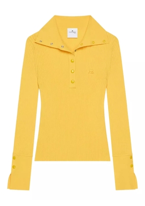Courrèges ribbed-knit polo top - Yellow