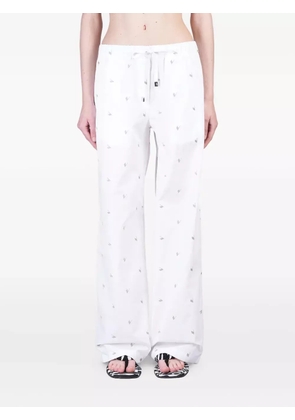 The Attico logo-embroidered trousers - White
