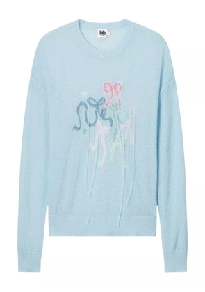 b+ab frayed-bows long-sleeves sweater - Blue
