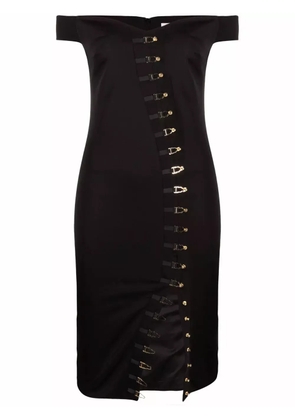 Murmur off-shoulder hook fastening midi dress - Black
