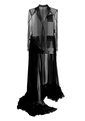 ACT Nº1 ruffle-detailing sheer coat - Black