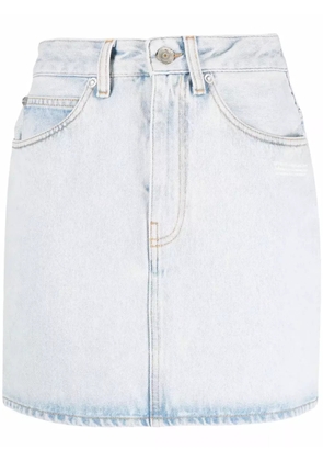 Off-White logo-print denim skirt - Blue