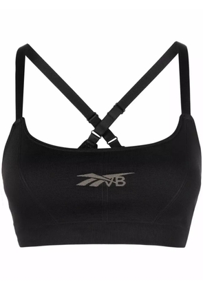 Reebok logo-print sports bra - Black
